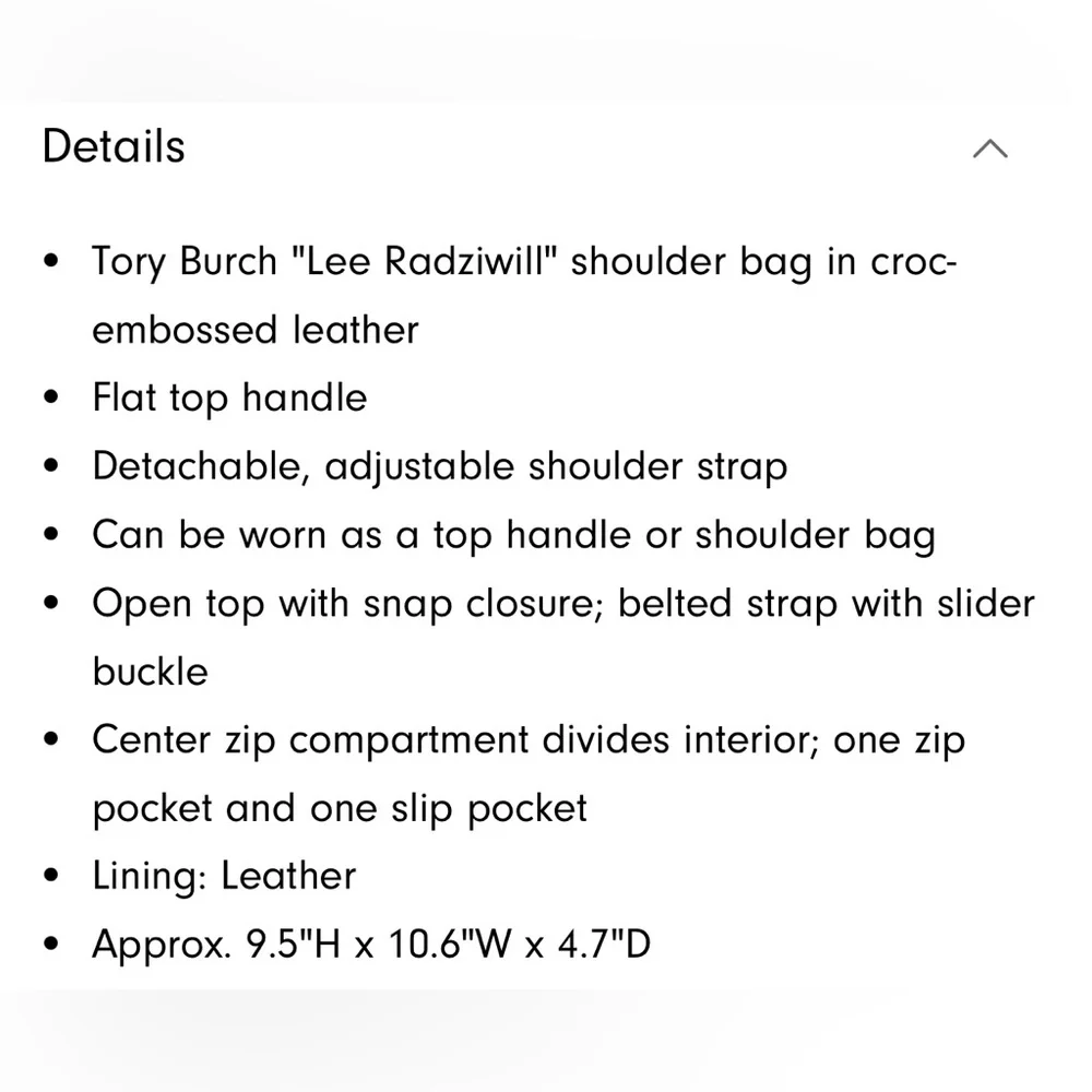 Tory Burch Lee Radziwill SMALL Taupe Croc-Embossed Leather Satchel